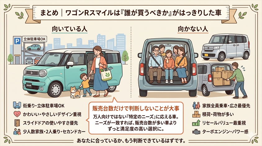 まとめ｜ワゴンRスマイルは「誰が買うべきか」がはっきりした車