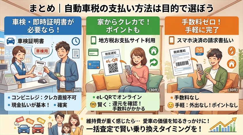 まとめ｜自動車税の支払い方法は目的で選ぼう