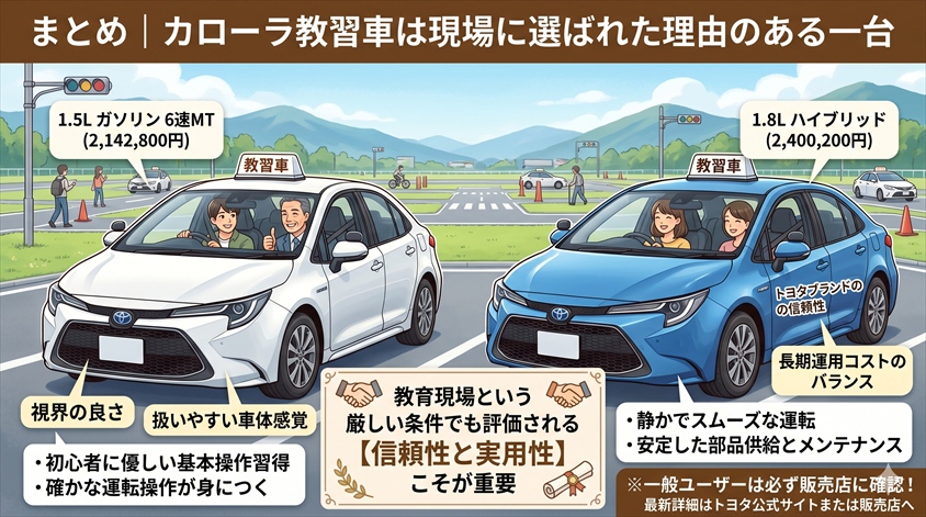 まとめ｜カローラ教習車は現場に選ばれた理由のある一台