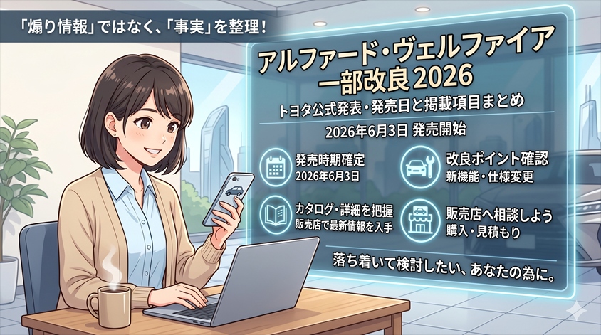 アルファード 一部改良 2026｜公式発表・発売日と掲載項目まとめ