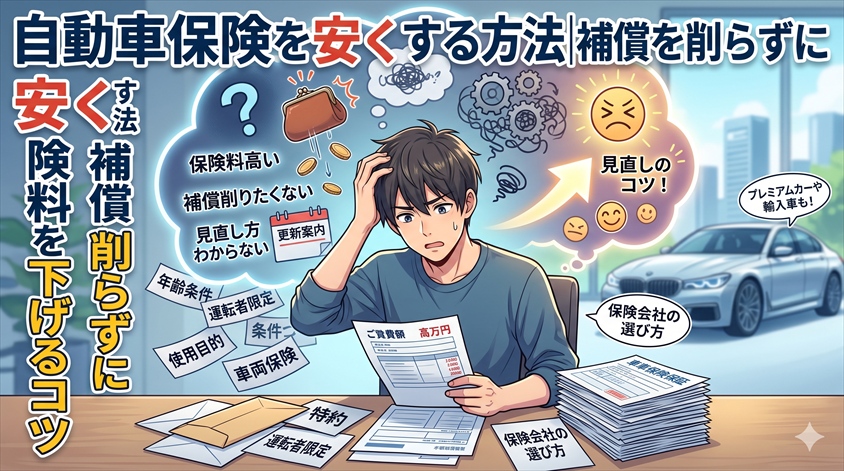 自動車保険を安くする方法｜補償を削らずに保険料を下げるコツ