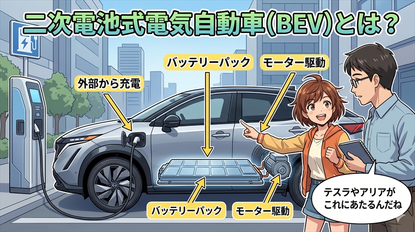 二次電池式電気自動車とは？わかりやすく解説