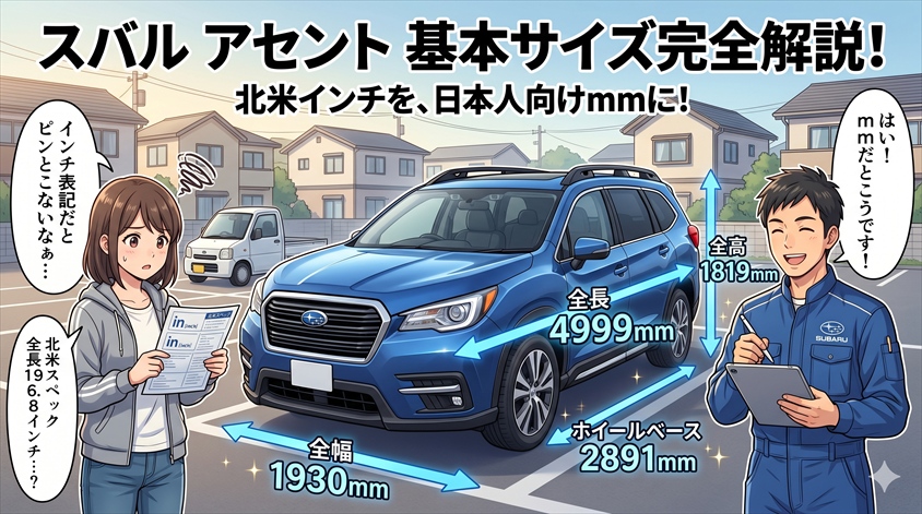 スバル アセントの基本サイズ一覧（全長・全幅・全高・ホイールベース）