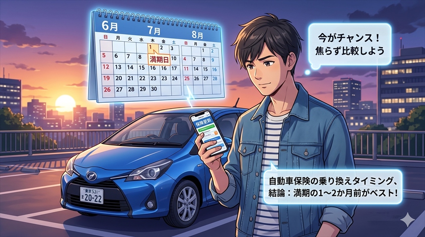自動車保険の乗り換えタイミング、結論から言えば「満期の1〜2か月前」