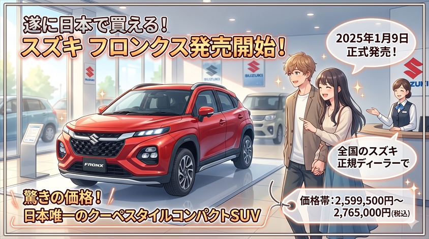 スズキ フロンクスの日本発売概要|いつ・どこで・いくらで買える?