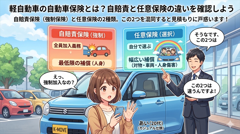 軽自動車の自動車保険とは？自賠責と任意保険の違いを確認しよう