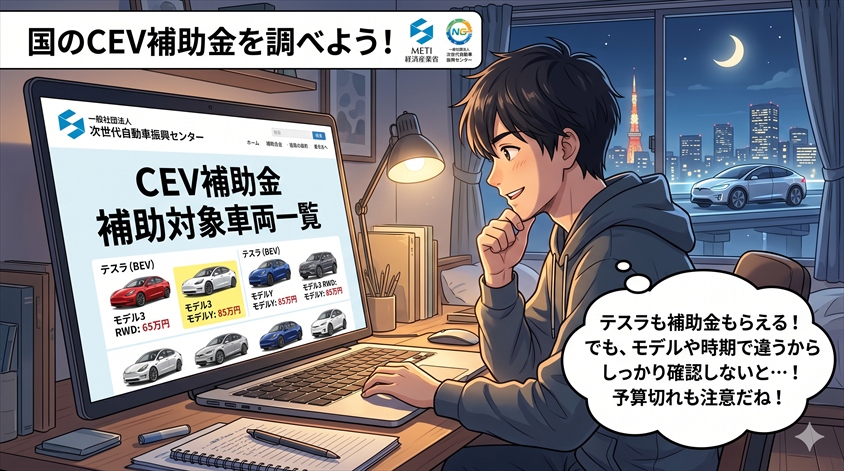 国のCEV補助金|次世代自動車振興センターで確認する