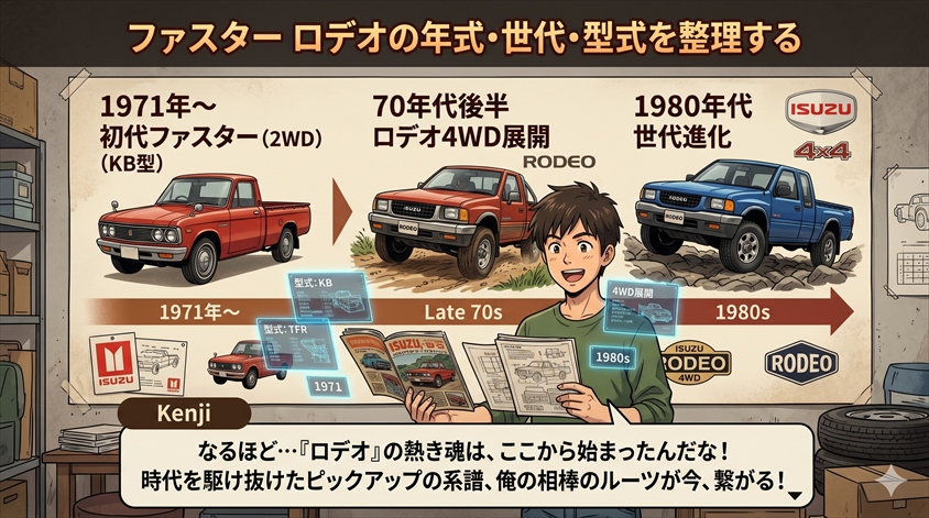 ファスター ロデオの年式・世代・型式を整理する