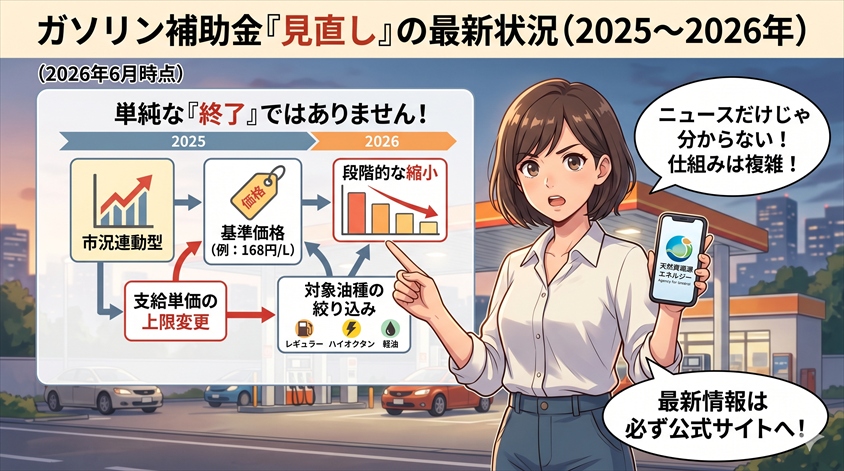 ガソリン補助金「見直し」の最新状況(2025〜2026年)