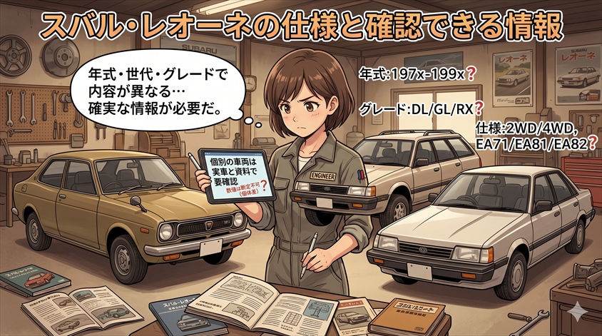 スバル・レオーネの仕様と確認できる情報