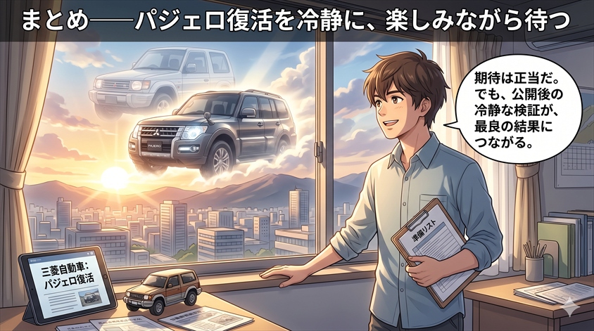 まとめ——パジェロ復活を冷静に、楽しみながら待つ