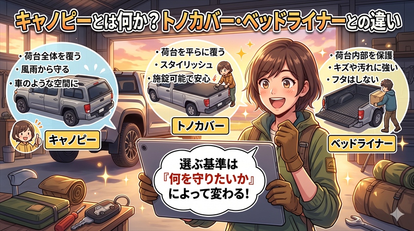 キャノピーとは何か？トノカバー・ベッドライナーとの違い