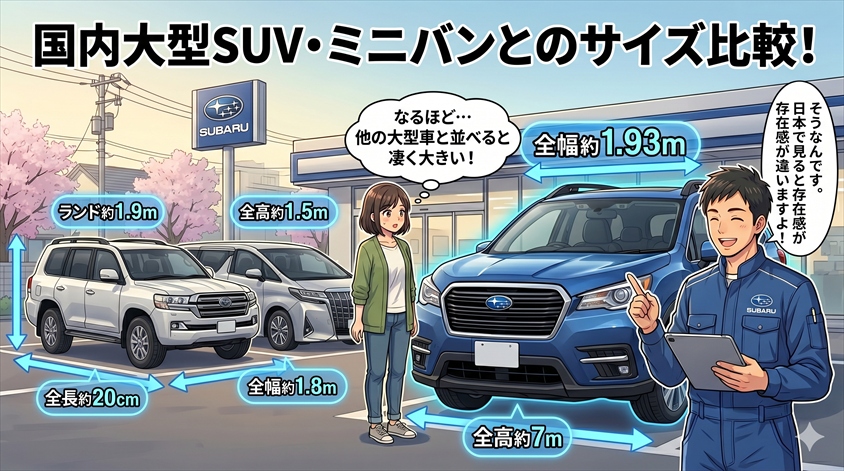 国内の大型SUV・ミニバンとのサイズ比較
