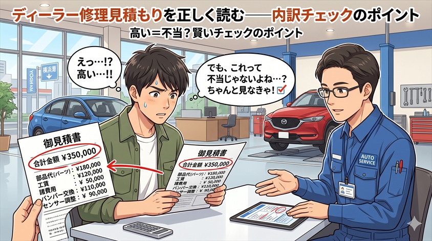 ディーラーの修理見積もりを正しく読む——内訳チェックのポイント