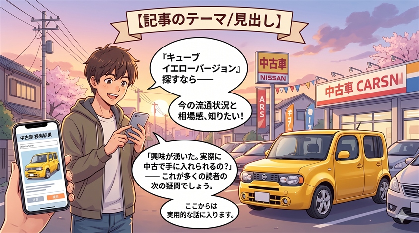 中古車として「キューブ イエローバージョン」を探すなら——今の流通状況と相場感
