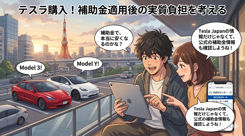 テスラの主な車種と補助適用後の実質負担を考える