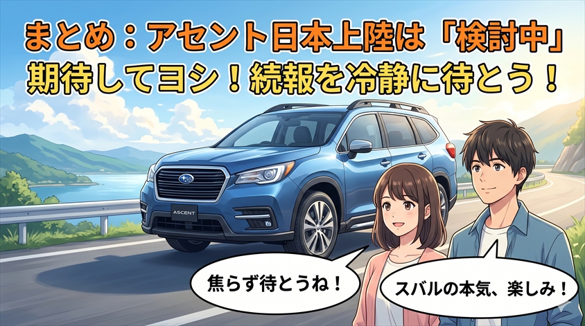 まとめ｜スバル アセントの日本発売は「検討段階」——今後の注目ポイント