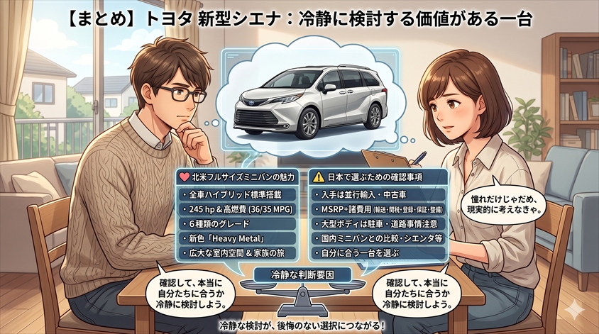 まとめ|トヨタ シエナ新型は「冷静に検討する価値がある一台」