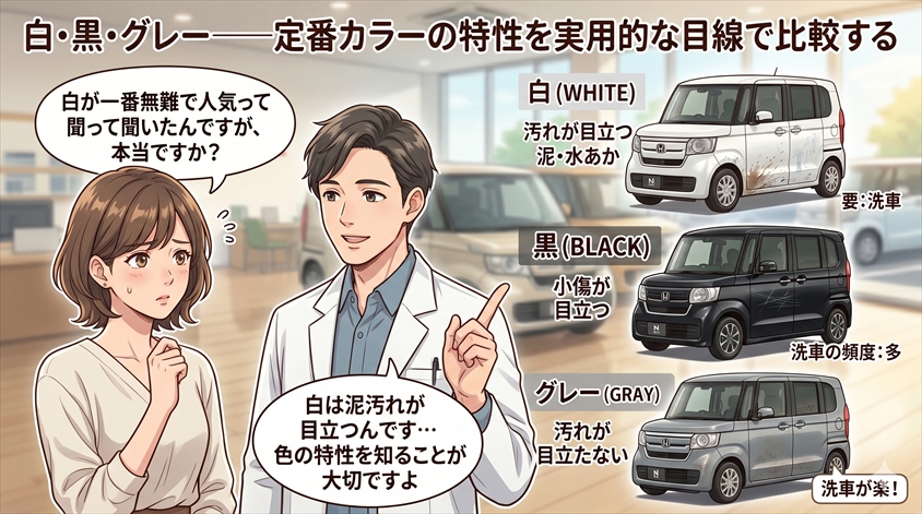 白・黒・グレー——定番カラーの特性を実用的な目線で比較する