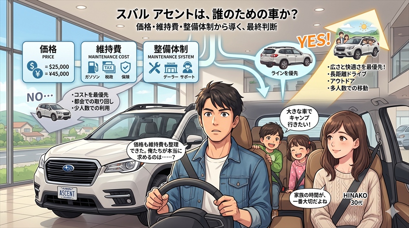 スバル アセントはどんな人が選ぶべき車か——価格判断の最終フレーム