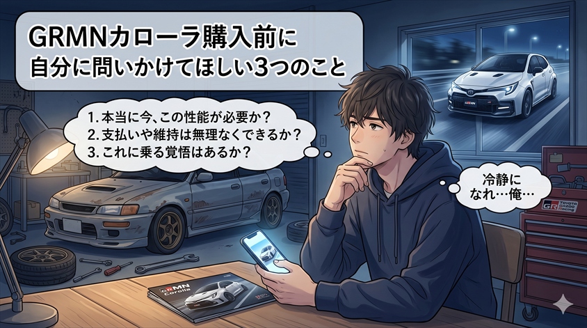 GRMNカローラ購入前に自分に問いかけてほしい3つのこと