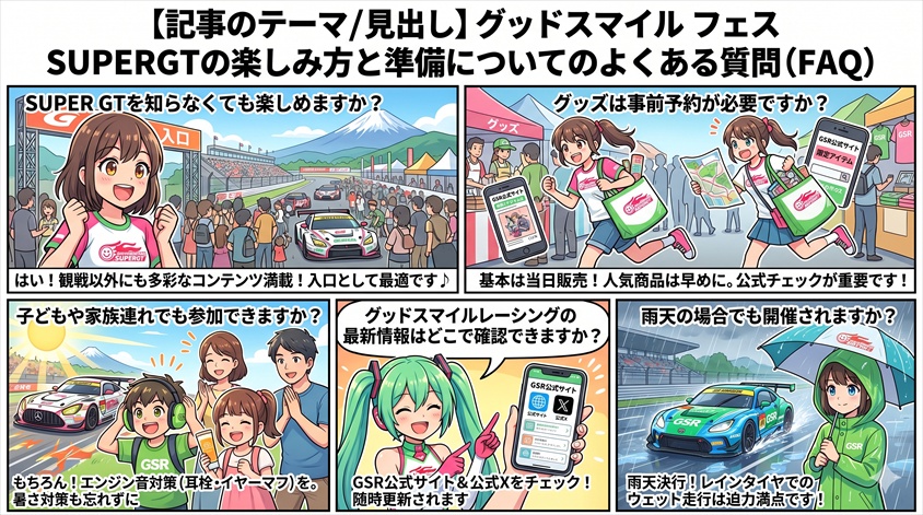 グッドスマイル フェス SUPERGTの楽しみ方と準備についてのよくある質問（FAQ）