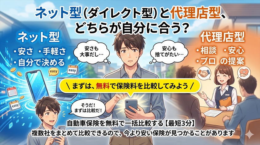 ネット型(ダイレクト型)と代理店型、どちらが自分に合う?