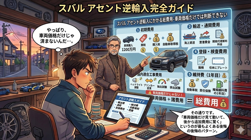 スバル アセントの逆輸入にかかる総費用—車両価格だけでは判断できない