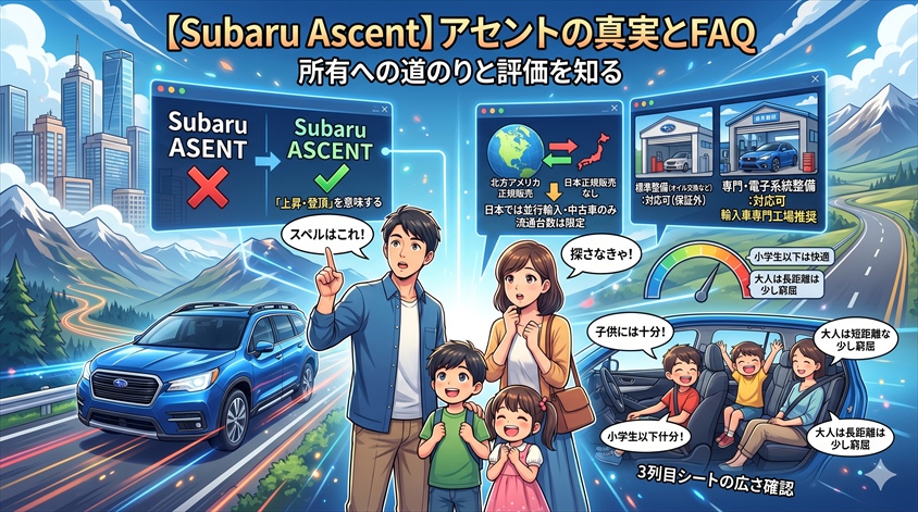 【Subaru Ascent（スバル・アセント）】スバルの大型3列SUVの正体と評価についてのよくある質問（FAQ）