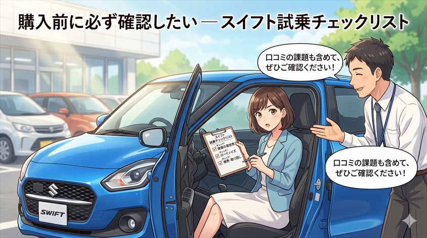 購入前に必ず確認したい ─ スイフト試乗チェックリスト