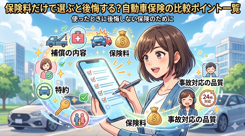保険料だけで選ぶと後悔する?自動車保険の比較ポイント一覧