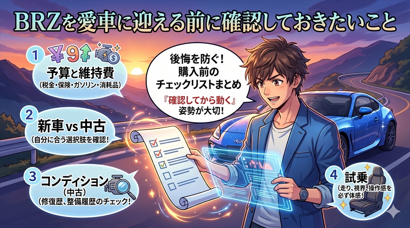 BRZを愛車に迎える前に確認しておきたいこと