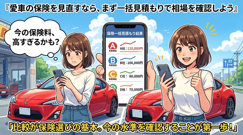 愛車の保険を見直すなら、まず一括見積もりで相場を確認しよう