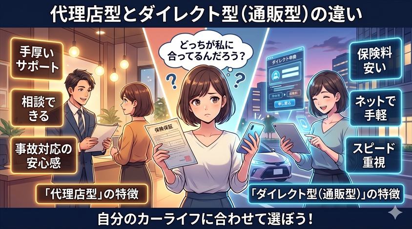 代理店型とダイレクト型(通販型)の違い