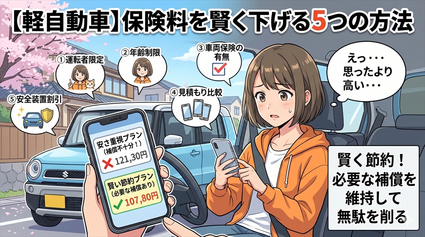 軽自動車の保険料を賢く下げる5つの方法