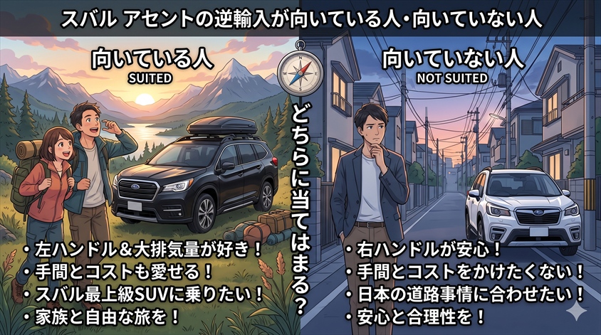スバル アセントの逆輸入が向いている人・向いていない人