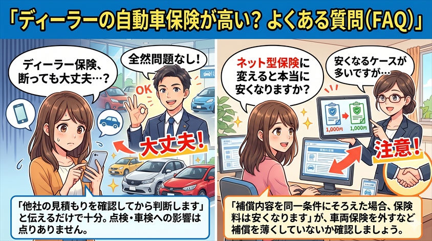 ディーラーの自動車保険が高いについてのよくある質問（FAQ）