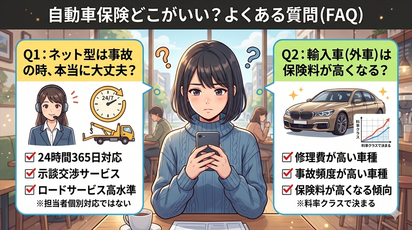 自動車保険どこがいい?についてのよくある質問(FAQ)