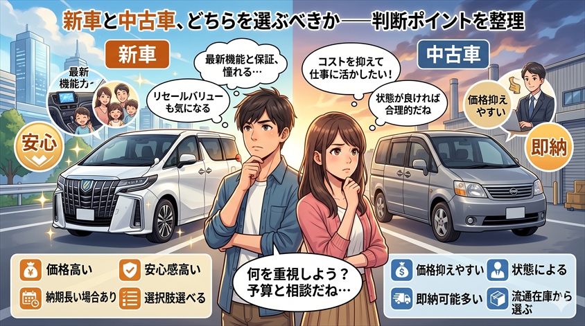 新車と中古車、どちらを選ぶべきか──判断ポイントを整理