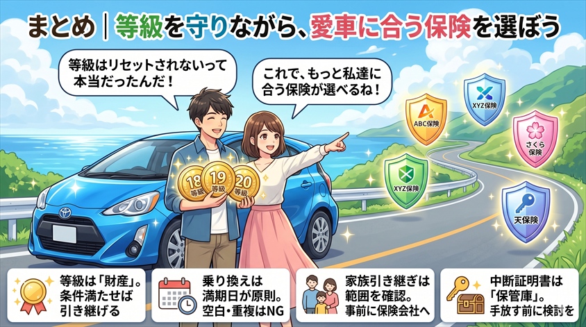 まとめ|等級を守りながら、愛車に合う保険を選ぼう