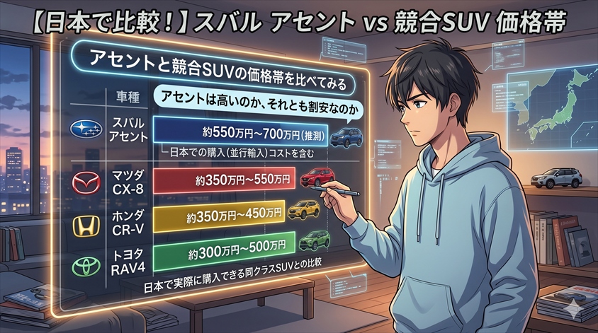 アセントと競合SUVの価格帯を比べてみる