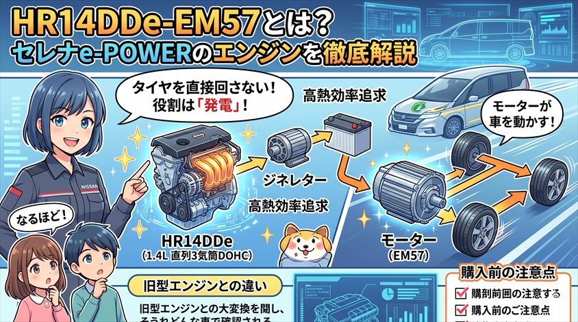 HR14DDe-EM57とは？セレナe-POWERのエンジンを徹底解説