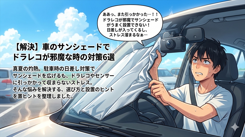 【解決】車のサンシェードでドラレコが邪魔な時の対策6選