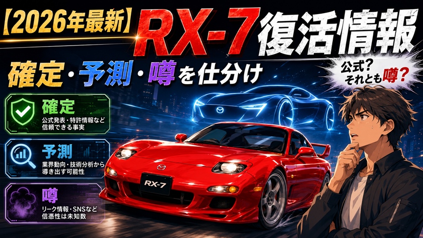 【2026年最新】マツダRX-7復活情報を確定・予測・噂で仕分け