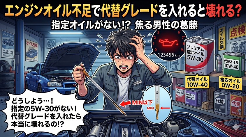 エンジンオイル不足で代替グレードを入れると壊れる？正直に解説