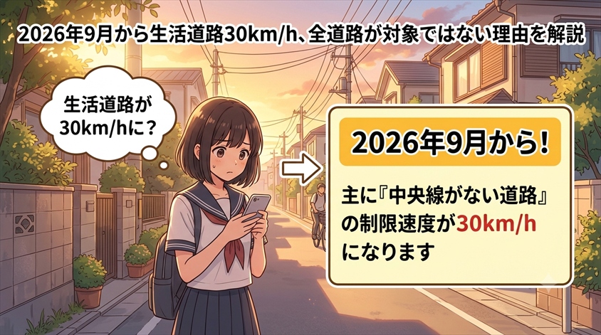 2026年9月から生活道路30km/h、全道路が対象ではない理由を解説