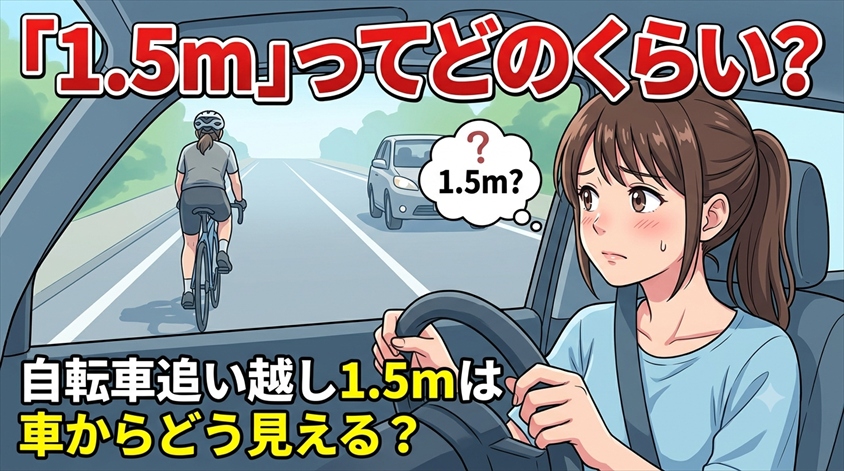 【実体験】自転車追い越し1.5mは車からどう見える？感覚のつかみ方
