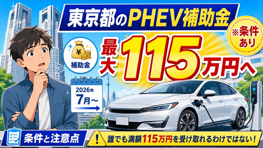 東京都のPHEV補助金は最大115万円へ｜2026年7月以降の条件と注意点