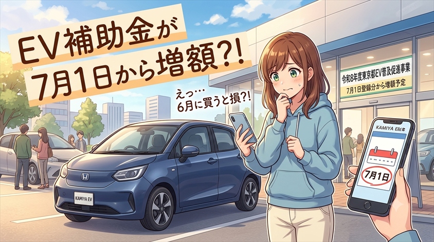 EV補助金は7月1日前の登録だと損？東京都の増額前後で変わる金額を解説