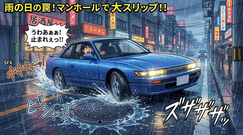 雨の日に車がマンホールで滑るのはなぜ？原因とタイヤ点検の目安